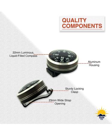 Sun Company WristLock - Aluminum Wrist Compass for Watch or Paracord Bracelet | Clip-On  Locking Design | Accessory for Camping  Hiking  Navigation - Buy Online on GoSupps.com