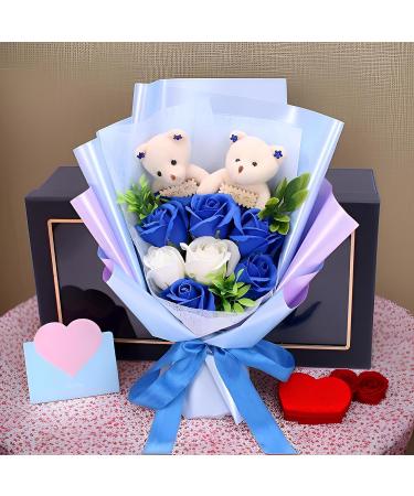Buy Soap Flower Bouquet - Scented Decorative Floral Arrangement for Valentine's Day | Indoor & Outdoor Decor | Perfect Gift for Students Women & Men (Blue - Buy Online on GoSupps.com