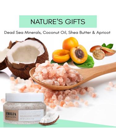 Emilia Foot Scrub - Natural Organic Exfoliating Scrub with Dead Sea Minerals, Coconut Oil, and Shea Butter - Ideal for Feet, Body, Pedicure, and Cracked Heels - Buy Online on GoSupps.com
