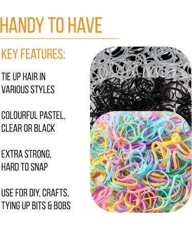 TYGA Store Pack of 1000 Mini Rubber Bands Soft Elastic Bands for Kids Hair Braids Ponytail Hair Pet Hairband Wedding Hairstyle and More (Black (Extra Thick)) - Buy Online on GoSupps.com