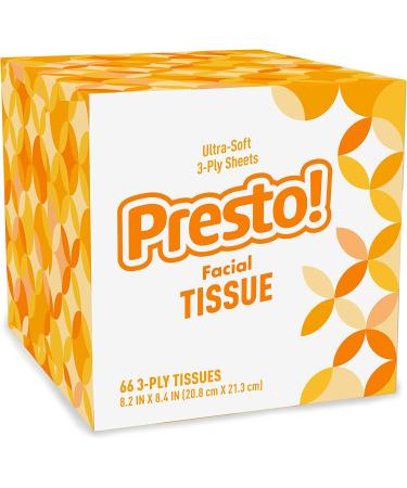 Presto! Ultra-Soft Facial Tissues - 3-Ply, 66 Count per Box (Pack of 18) - Amazon Brand - Buy Online on GoSupps.com
