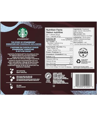 SIGNATURE HOT CHOCOLATE 40% Cocoa Single-serve Sachets Prepared in Canada Rainforest Alliance Sustainably Sourced Cocoa No Artificial Flavours Colours Or Sweeteners - Buy Online on GoSupps.com