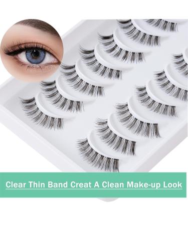 Half Lashes Cateye Wispy - 10mm Hand-Knotted Clean Band False Eyelashes | 10 Pairs Natural Look - Buy Online on GoSupps.com