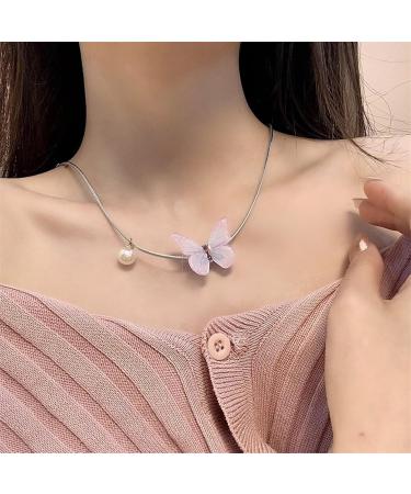 Buy Kuaiyiju Delicate Butterfly Necklace | Personalized Unique Collarbone Chain Accessory for Meetings - Blue - Buy Online on GoSupps.com