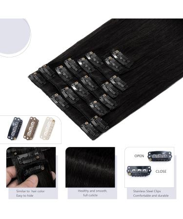 Buy Clip In Real Hair Extensions - 8 Piece Remy Hair Set Soft Black #1 (20 50cm 70g) - Affordable Quality for Gorgeous Volume - Buy Online on GoSupps.com