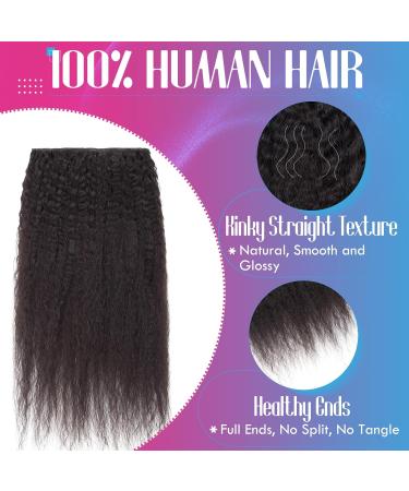 12" Afro Hair Extension Human Hair Clip in Kinky Straight Black - Double Weft 100% Real Human Hair - Maxi Thickness 8 Pieces Full Head (#1B Natural Black 12 inch 105g) - Buy Online on GoSupps.com
