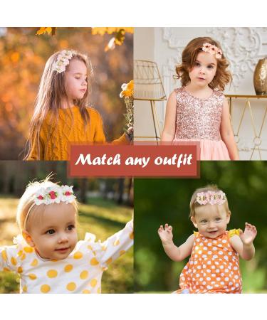 Baby Girl Headband 3Pcs Floral Nylon Lace Hairbands - Pink, White, Orange - Buy Online on GoSupps.com