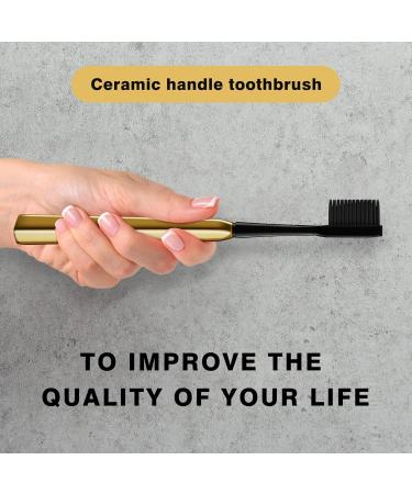 Z-VAPRESS Gold Ceramic Travel Toothbrush - Luxury Golden Plated Design + 2 Bonus Soft Silicone Replacement Heads - Buy Online on GoSupps.com