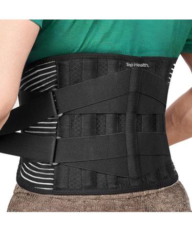 Back Support Belt for Ultimate Relief: Adjustable Lumbar Brace with Anti-Skid Design 6 Stays and 16-Hole Air Mesh for Sciatica Herniated Disc and Heavy Lifting (Large) (Waist: 95-115 cm)