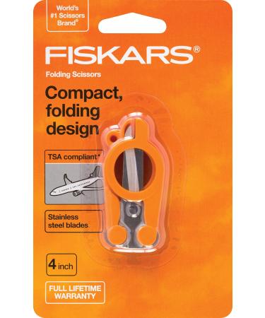 Fiskars 01-005434 Travel Folding Scissors, 4 Inch, Orange