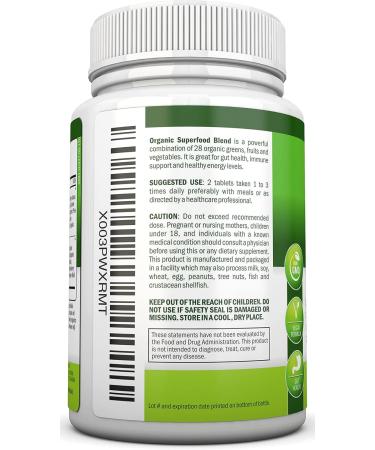 Organic Super Greens Capsules - Fruit And Vegetable Supplements - 120 Count - 28 USDA Organic & Vegan Premium Ingredients - Superfood Blend For Immune Health Digestion & Energy - Whole Food Vitamins - Buy Online on GoSupps.com