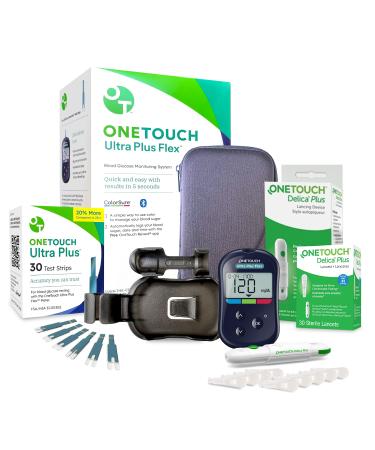 OneTouch Ultra Plus Flex Value Diabetes Testing Kit | Blood Sugar Test Kit Includes Blood Glucose Meter, Lancing Device, Lancets, OneTouch Ultra Plus Diabetic Test Strips, & Carrying Case | Blood Glucose Monitor Kit - Buy Online on GoSupps.com