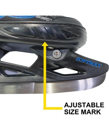 Softmax Adjustable Hockey Ice Skates for Boys and Girls - Insulated Kids Skates - 3 Sizes Black & Blue - Small - Buy Online on GoSupps.com