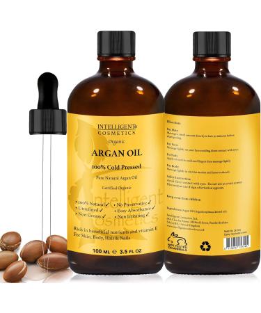 Argan Oil Pure and Organic - 100% Cold Pressed Vegan Unrefined Extra Virgin Unroasted Natural Oil of Morocco in amber glass dropper bottle - Buy Online on GoSupps.com