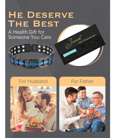 Jeracol Titanium Steel Magnetic Bracelet for Men | Double Row Ultra Strength Magnets | Adjustable Wristband | Removal Tool & Gift Box Included | Singleblue - Buy Online on GoSupps.com