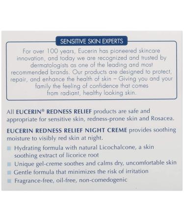Eucerin Redness Relief Night Cream 1.7 oz - Soothing Dermatological Skincare - Buy Online on GoSupps.com