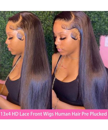 KITTYWAY 24 Inch Straight Lace Front Human Hair Wig for Black Women - Pre Plucked, 180 Density, HD Lace Frontal, Brazilian Natural Color - with Baby Hair and Bleached Knots - Buy Online on GoSupps.com