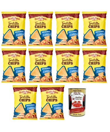Italian Gourmet E.R. Old el Paso Original Mexican Specialty Tortilla Chips Light Salted Corn Snacks for Dipping in Sauce 185g Bag + 400g Box of 10