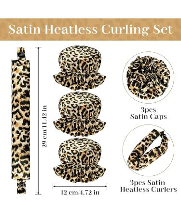 Heatless Curls Set - 3 pcs Non-Slip Curlers for Short to Long Hair | DIY Overnight Curls in Leopard Pattern - Buy Online on GoSupps.com