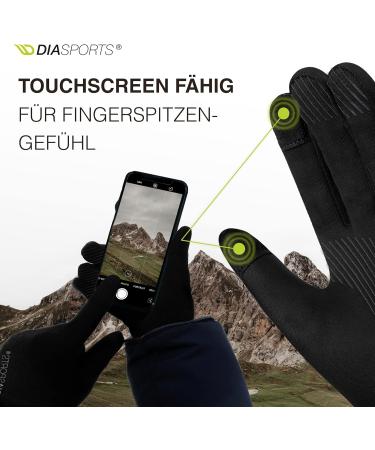 Diasports Touchscreen Running Gloves for Men & Women - Anti-Slip Bicycle Winter Gloves | Thin Thermal Sport Gloves in Black - Buy Online on GoSupps.com