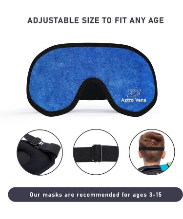 Kids Memory Foam 3D Contoured Sleep Mask - Blockout Light Eye Cover for Boys and Girls - Dark Blue - Buy Online on GoSupps.com
