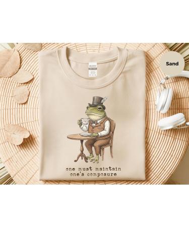 One Must Maintain Composure Stoic Frog | Graphic Tee Men Women | Dapper T-Shirt Charcoal - Buy Online on GoSupps.com