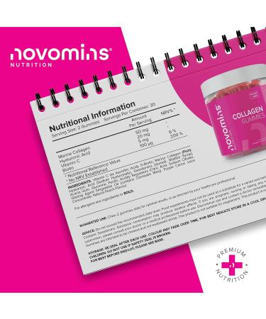Novomins Sugar-Free Marine Collagen Gummies with Biotin, Vitamin C & Hyaluronic Acid - Type 1 Hydrolyzed Collagen - Buy Online on GoSupps.com