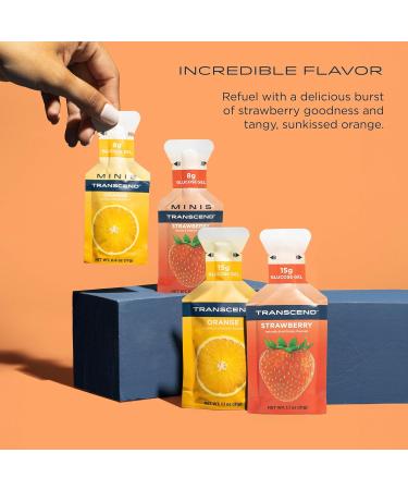 Transcend Foods Strawberry & Orange Gels - Fast-Acting Carb Gel Caffeine & Gluten Free 10 Pack (1.1 oz - Buy Online on GoSupps.com
