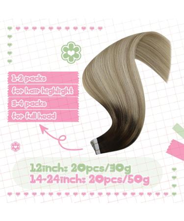 Buy Youngsee 60cm Balayage Real Hair Tape Extensions - Dark Brown Ombre Seamless Remy Hair 50g #4/16 - Buy Online on GoSupps.com