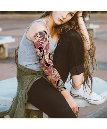 Full Arm Temporary Tattoos for Men and Women - Waterproof Sleeve Tattoo Lasts Long - Japanese Fake Tattoos for Adults - Aresvns L19 x W7 - Ideal Christmas Gift - Buy Online on GoSupps.com