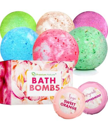 Organic Essential Oil Bath Bombs Gift Set - Handmade Spa Fizzies With Cocoa & Shea Butter for Moisturized Skin - 6-pack by Premium Nature - Buy Online on GoSupps.com