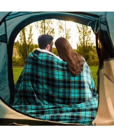 Plaid Sherpa Throw Blanket - Warm Cozy Soft Fleece Throw for Couch Bed Sofa - Reversible Fluffy Plush Blanket for Adults - Green 60 x 80 - Buy Online on GoSupps.com