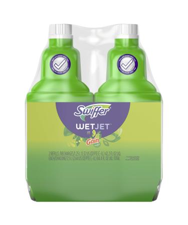 Swiffer WetJet Multi-Purpose and Hardwood Liquid Floor Cleaner Solution Refill, with Gain Scent, 42.26 Fl Oz (Pack of 2)