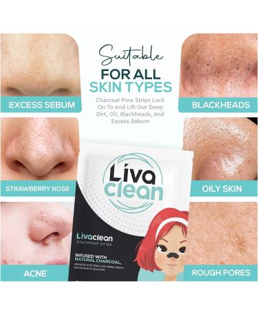 60 Strips Livaclean Charcoal Blackhead Remover Pore Strips - Blackheads Removal for Face and Nose - Blackhead Remover Strips 60 CT - Buy Online on GoSupps.com