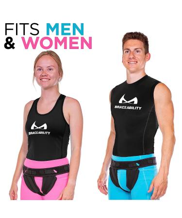 BraceAbility Men's Inguinal Hernia Belt - Groin Truss Support with Removable Compression Pads for Single/Double Hernias - Size Large - Buy Online on GoSupps.com