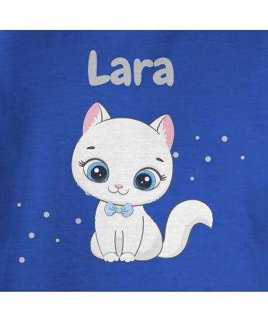 Personalized Gift T-Shirt for Girls - Cute Cat Design by Shirtracer | Custom Name | Royal Blue - Buy Online on GoSupps.com