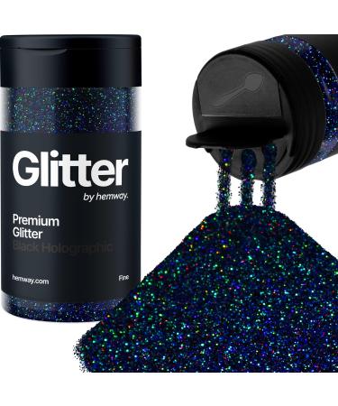 Hemway black holographic glitter fine 130g/4.6oz powder metallic resin crafts glitter flake flake sequins for epoxy cups hair face body eye nail art firm