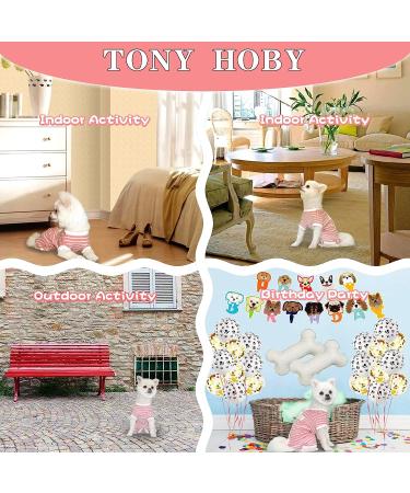 TONY HOBY Striped 4-Legged Dog Pajamas in Pink & White - Size L (Chest 18, Back 14) - Buy Online on GoSupps.com