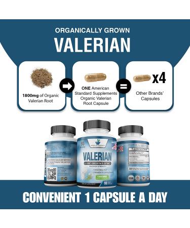 Organic Valerian Root Capsules 1800mg - Natural Sleep Aid Supplement - 90 Veggie Capsules - 3 Month Supply - Buy Online on GoSupps.com
