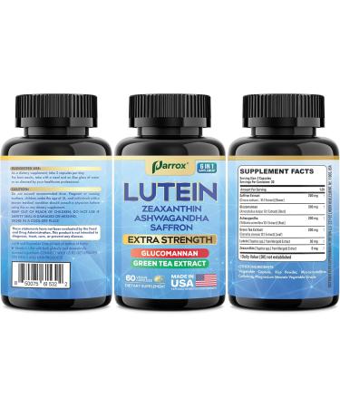 Lutein Supplement with Zeaxanthin Ashwagandha Saffron Green Tea Extract Glucomannan Eye Vitamins for Adults Vision Health Supplement Plant-Based Formula for Daily Support (60 Caps) 60 Count (Pack of 1) - Buy Online on GoSupps.com