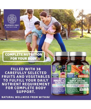 N1N Premium Organic Super Fruits & Veggies + Immune Support 38 Powerful Ingredients Natural Super Greens Supplement with Alfalfa Vitamins & Minerals Zinc Turmeric and Probiotic 120 Caps - Buy Online on GoSupps.com