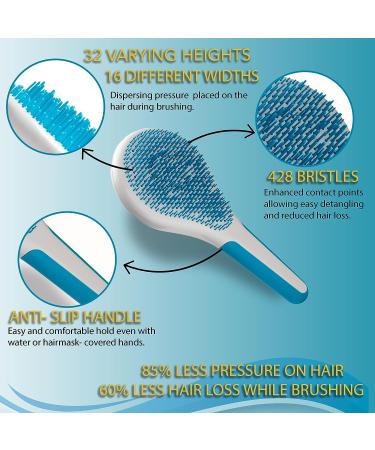 Michel Mercier Spa Brush - Detangling Hair Brush for Wet or Dry Hair - Shower Detangler for Women & Men - Thick Hair - Blue - Buy Online on GoSupps.com