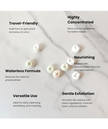 3-in-1 Solid Facial Cleanser & Exfoliator | Vegan Cruelty-Free Plastic-Free | Travel-Friendly Wash-off Mask - Brightening Beans (60 Tablets - Buy Online on GoSupps.com