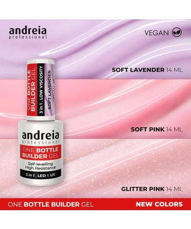  Andreia Andreia 3-in-1 Professional UV & LED Nail Builder Gel for Strengthening Nail or Extension - Self-Equalising Low Viscosity Formula - 15 ml Bottle - Glitter Pink - Buy Online on GoSupps.com