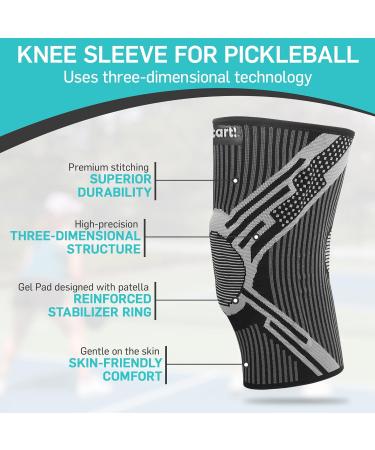 Buy Compression Knee Sleeve with Patella Stabilizer for Pickleball | Neoprene Knee Support for Pain Relief | Men & Women | Large Grey - Buy Online on GoSupps.com