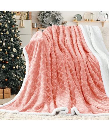 inhand Sherpa Throw Blanket Warm Cozy Soft Throw Blanket for Couch Bed Sofa Fluffy Reversible Plush Fuzzy Sherpa Fleece Blankets and Throws for Adults Women Men(Baby Pink 50 x 60 ) Baby Pink 50"X60"
