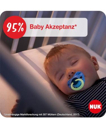 Nuk Signature Day & Night Baby Pacifier Set | BPA-Free Silicone Heart Shape 4 Pieces | Calms 95% of Babies | Glow-in-the-Dark Stars | Ages 18-36 Months - Buy Online on GoSupps.com