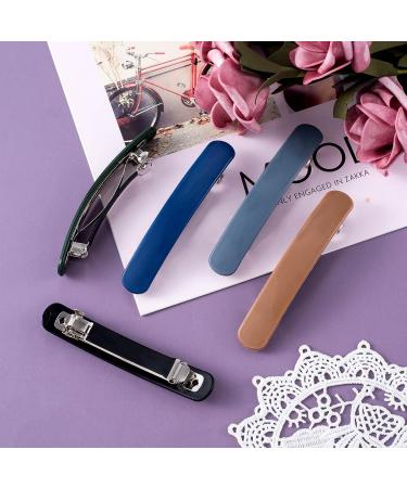 OIIKI 5Pcs French Hair Barrette Clip Set - Fine & Thick Hair Pins for Women & Girls - 5 Colors Rectangle Ponytail Holders - Buy Online on GoSupps.com