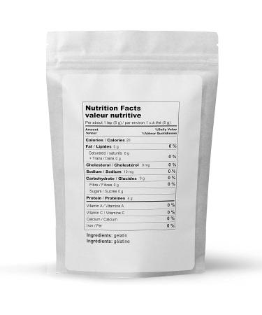 Gelatin (200g) by Elo s Premium |100% All-Natural Food Grade Powder Unflavored Thickener| Packaged In Canada| Used As Thickener Stabilizer Texturiser| Non-GMO Gluten Free| Make Yogurt Fruit Gelatins Puddings and more - Buy Online on GoSupps.com