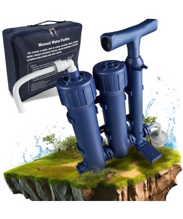 Hydrosolve Outdoor Portable Water Filter Camping Emergency Water preparation system with Hand pump Filtration for hiking and camping (water filter)